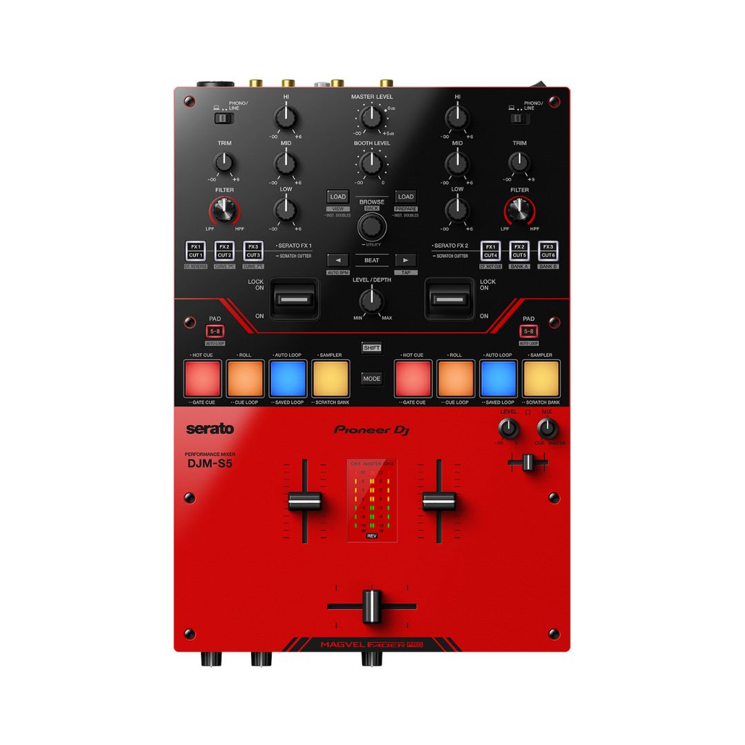 Pioneer DJ DJM-S5 Scratch-style 2-channel DJ mixer (Gloss Red)