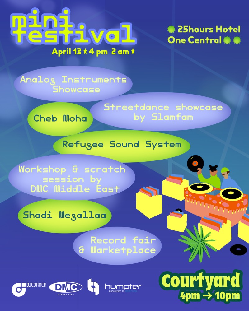 Poster: Vinyl Souk Mini Festival lineup, April 13, 25hours Hotel One Central.